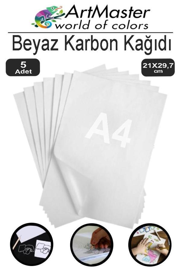 Karbon Kağıdı A4 Beyaz 5 Adet 21x29,7 cm Transfer Kağıdı Kopya Kağıdı Renkli Karbon Kağıdı - Image 1
