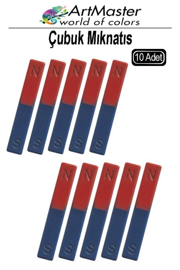 Çubuk Mıknatıs 10 Adet Deney Malzemesi Kırmızı Mavi Boyalı Okul Projeleri İçin I Şekilli Manyetik Çubuk Mıknatıs  - Image 1