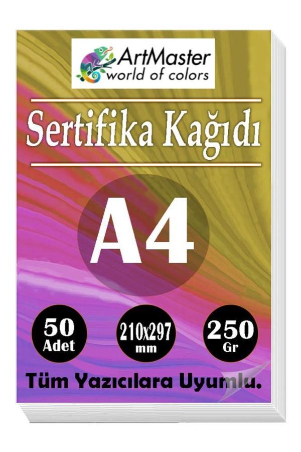 A4 Sertifika Kağıdı 50 Adet Gramajlı Fotokopi Kağıdı 250 gr Tüm Yazıcılara Uyumlu 21x29.7 cm Kalın Baskı Kağıdı Kalın - Image 1