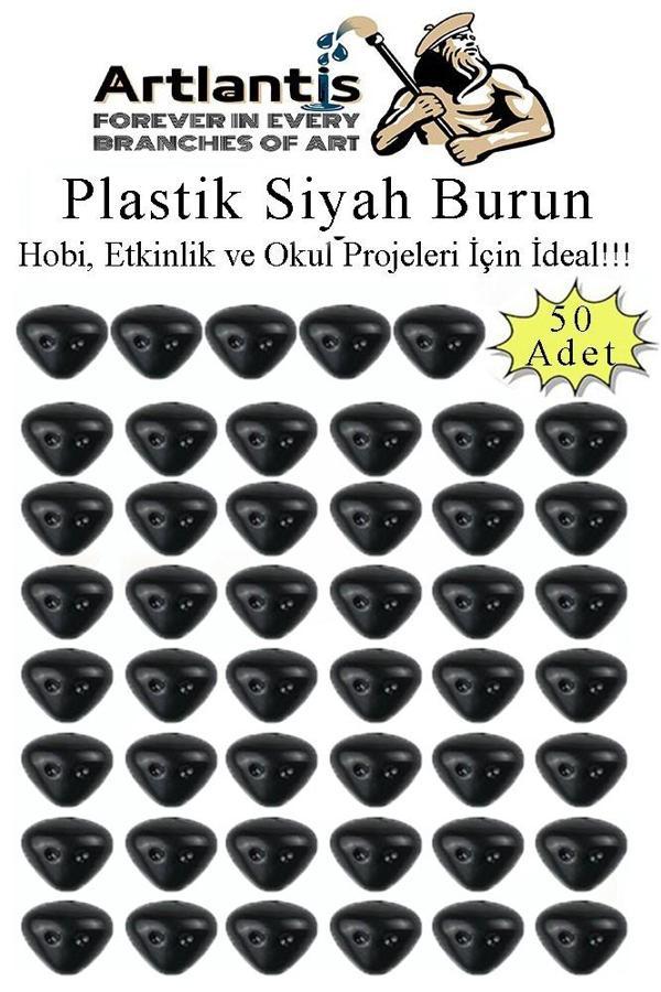 Plastik Burun Siyah 50 li 1 Paket Hobi Etkinlik Okul Projeleri Okul Öncesi Anasınıfı Amigurumi Yüz Yapım Burun - Image 1