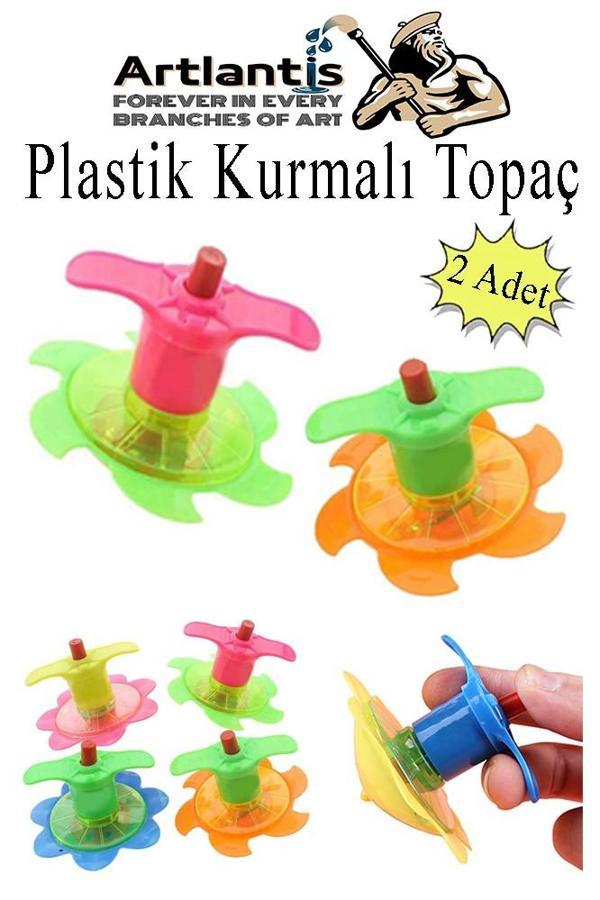 Plastik Topaç 2 Adet Plastik Kurmalı Topaç Dönen Topaç Hediye Çocuk Oyuncak Okul Sınıf Karne Hediyesi - Image 1