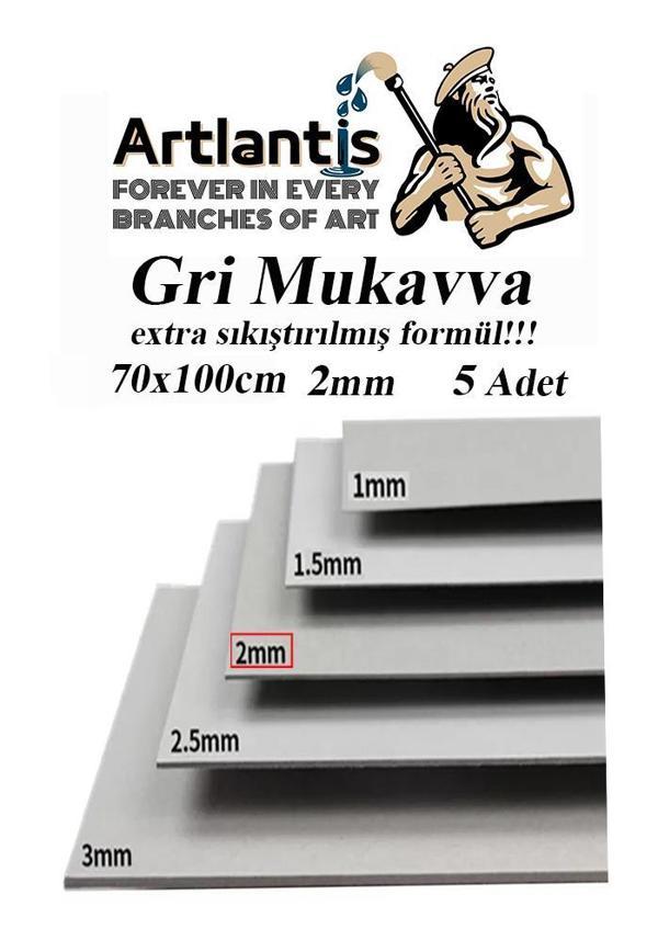 Mukavva Gri 2 mm 70x100 cm 5 Adet Sert Karton Ekstra Sıkıştırılmış 70*100 Mukavva Gri Renkli 5 Adet - Image 1