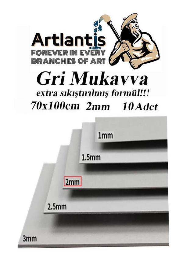 Mukavva Gri 2 mm 70x100 cm 10 Adet Sert Karton Ekstra Sıkıştırılmış 70*100 Mukavva Gri Renkli 10 Adet - Image 1