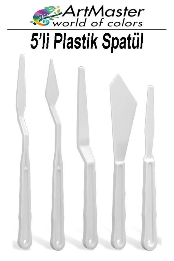Plastik Spatula Seti 5 Li Resim Ve Heykel Plastik Spatül Esnek Palet Bıçağı Plastik 1 Paket - Image 1