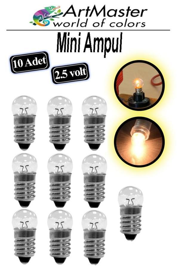 Mini Ampul 2.5 Volt 10 Adet Okul Sınıf Elektrik Devre Küçük Elektrik Deney Ampulü 2.5 Volt Deney Ampulü Küçük Boy - Image 1