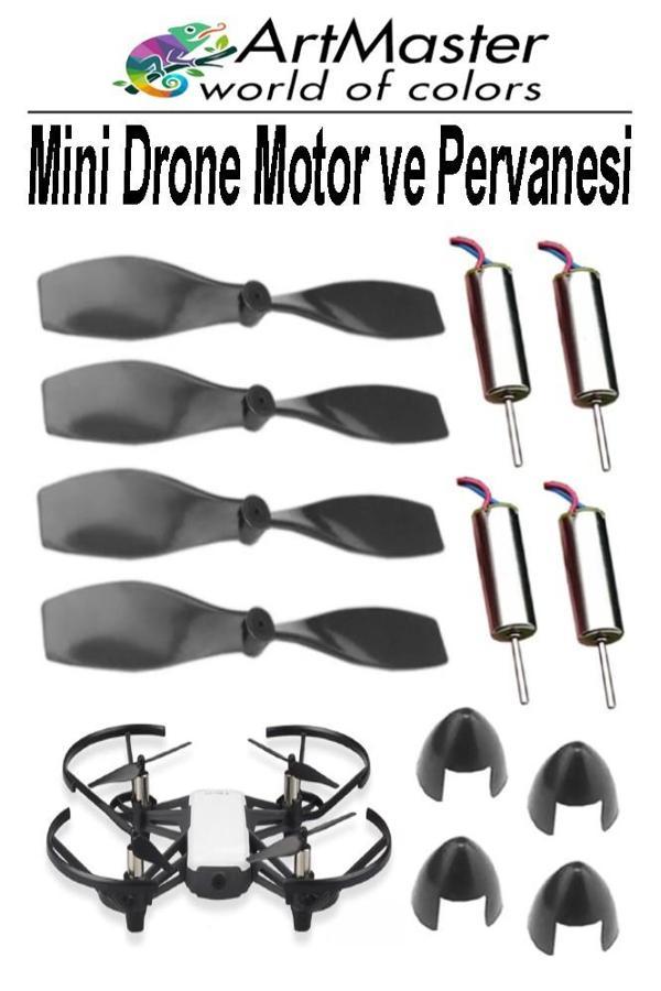 Mini Drone Motor Ve Pervanesi 4 Adet Dc Motor Yüksek Hızlı Çekirdeksiz Pervane Kanatı Helikopter Uçak Drone Deney Okul  - Image 1