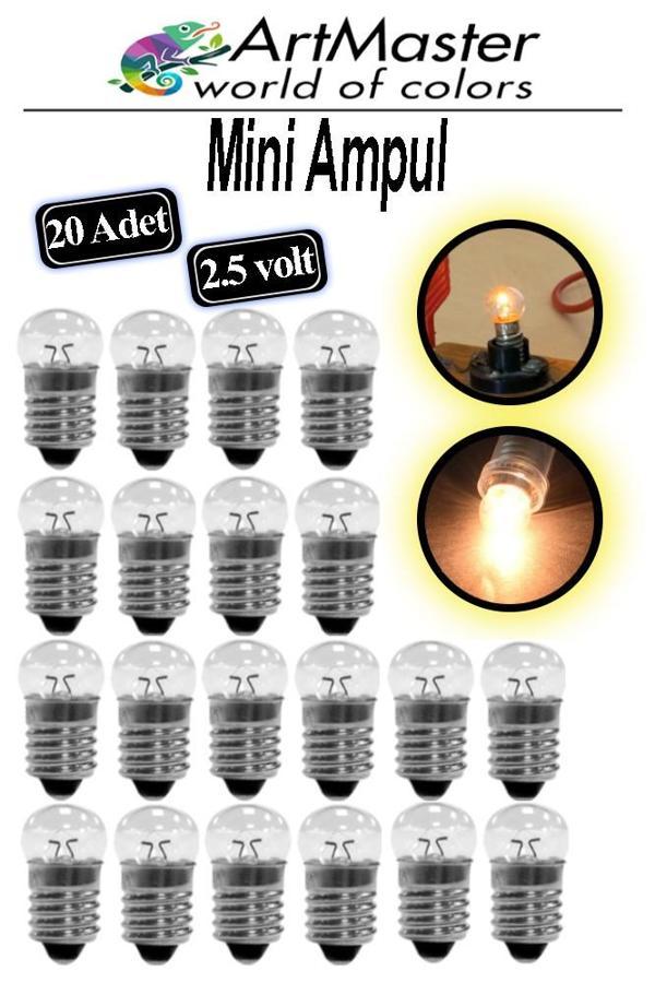 Mini Ampul 2.5 Volt 20 Adet Okul Sınıf Elektrik Devre Küçük Elektrik Deney Ampulü 2.5 Volt Deney Ampulü Küçük Boy - Image 1