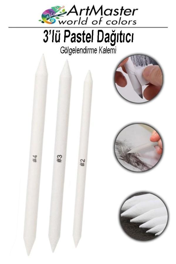 Gölgelendirme Kalemi Pastel Dağıtıcı 3 Lü 1 Paket Dağıtıcı Kalem Kara Kalem Kaynaştırma Kalemi Gölgelendirme Kalem Seti - Image 1