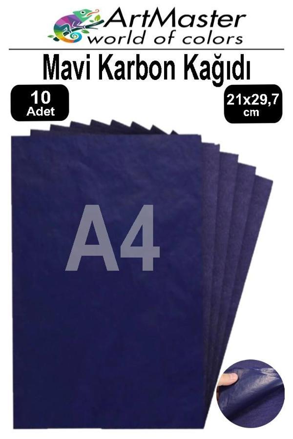 Karbon Kağıdı A4 Mavi 10 Adet 21x29,7 cm Transfer Kağıdı Kopya Kağıdı Renkli Karbon Kağıdı Ahşap Seramik Metal Cam - Image 1