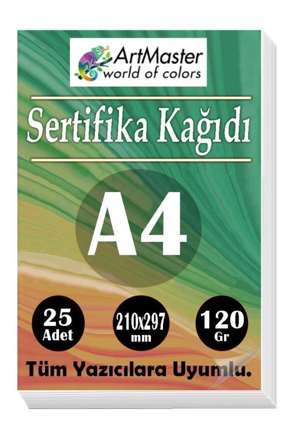 A4 Sertifika Kağıdı 25 Adet Gramajlı Fotokopi Kağıdı 120 gr Tüm Yazıcılara Uyumlu 21x29.7 cm Kalın Baskı Kağıdı Kalın - Image 1