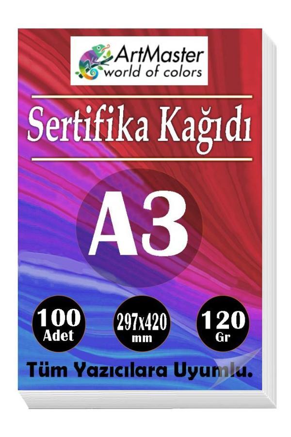 A3 Sertifika Kağıdı 100 Adet 120 Gram Kalın Fotokopi Kağıdı Tüm Yazıcılara Uyumlu 29.7x42 cm Kalın Baskı Kağıdı - Image 1