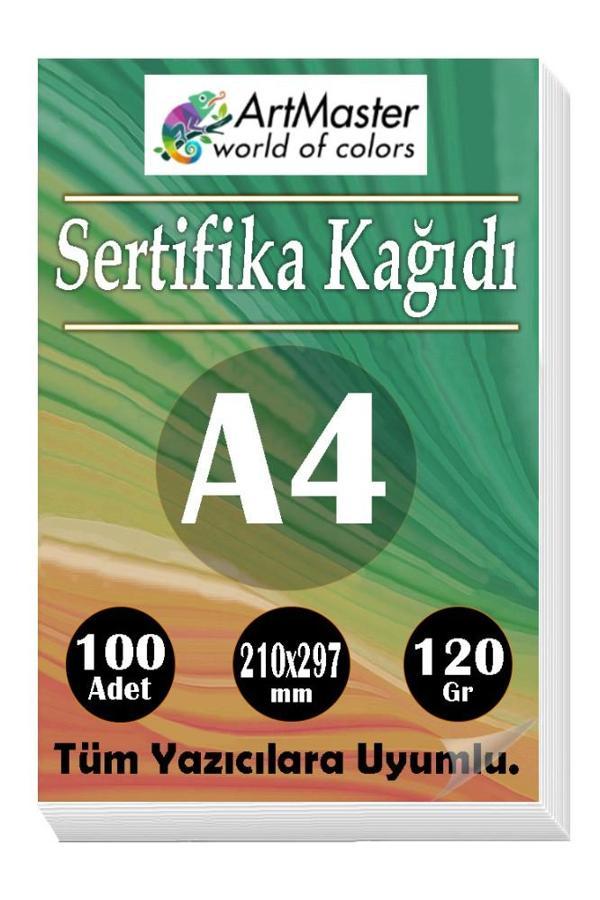 A4 Sertifika Kağıdı 100 Adet Gramajlı Fotokopi Kağıdı 120 gr Tüm Yazıcılara Uyumlu 21x29.7 cm Kalın Baskı Kağıdı Kalın - Image 1