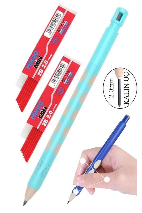 Kalın Uçlu Versatil Kalem 2.0 mm Açık Mavi 1 Adet ve 2.0 Mm Kalın Uç Kırmızı 2 Adet Kalın Uçlu Mekanik Kalem - Image 1