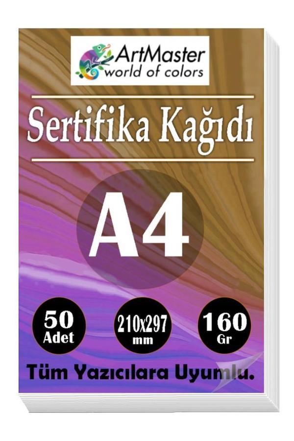 A4 Sertifika Kağıdı 50 Adet Gramajlı Fotokopi Kağıdı 160 gr Tüm Yazıcılara Uyumlu 21x29.7 cm Kalın Baskı Kağıdı Kalın - Image 1