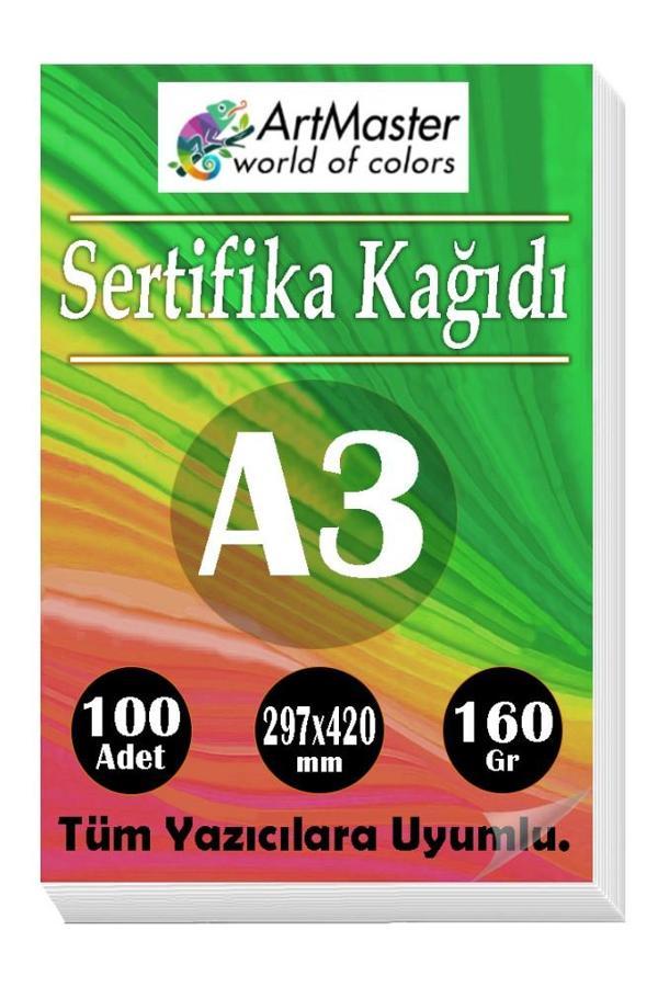 A3 Sertifika Kağıdı 100 Adet 160 Gram Kalın Fotokopi Kağıdı Tüm Yazıcılara Uyumlu 29.7x42 cm Kalın Baskı Kağıdı - Image 1