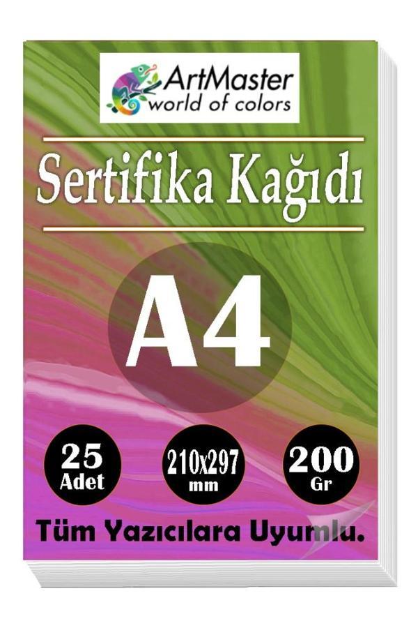 A4 Sertifika Kağıdı 25 Adet Gramajlı Fotokopi Kağıdı 200 gr Tüm Yazıcılara Uyumlu 21x29.7 cm Kalın Baskı Kağıdı Kalın - Image 1