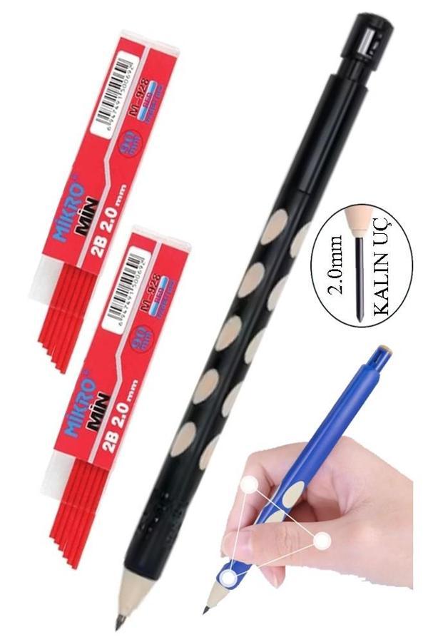 Kalın Uçlu Versatil Kalem 2.0 mm Siyah 1 Adet ve 2.0 Mm Kalın Uç Kırmızı 2 Adet Kalın Uçlu Mekanik Kalem - Image 1