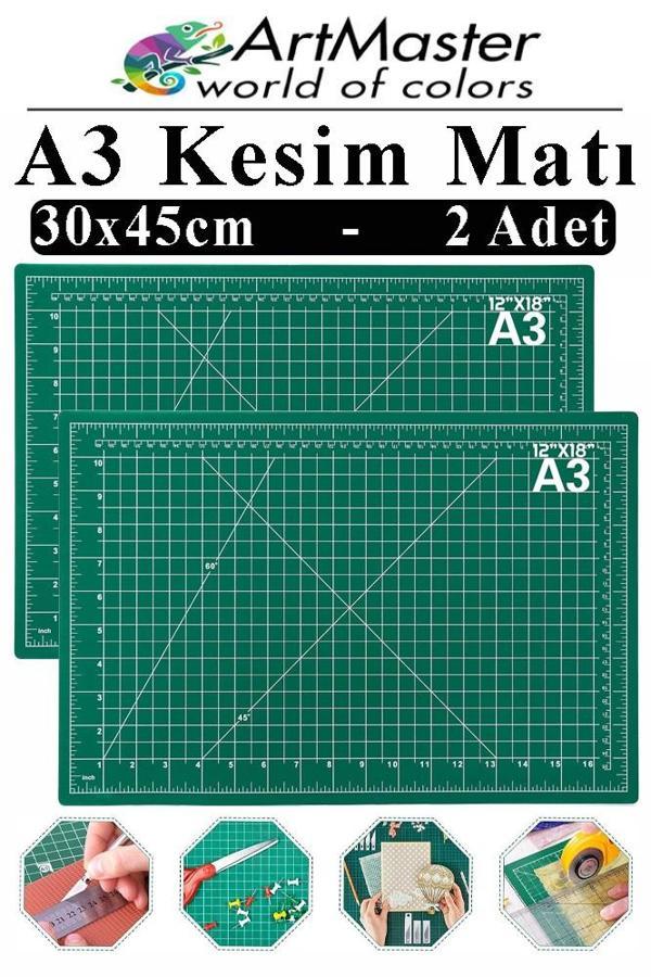 A3 Kesim Matı 2 Adet 30x45 cm Çift Taraflı Çizim Matı Kesim Altlığı Kesme Madı Kesim Tablası Proje Etkinlik - Image 1