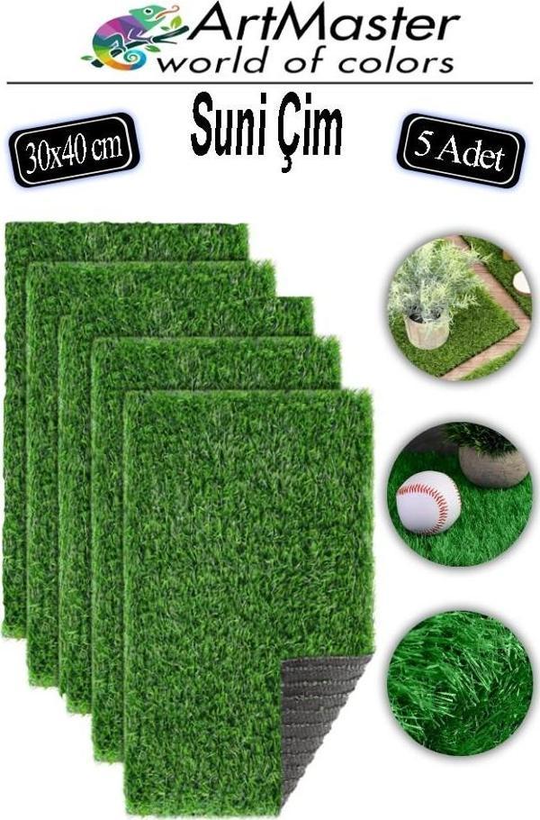 Yapay Çim 30x40 cm 5 Adet A3 Boyutunda Dekoratif Maket Çim Yapay Çim Halı Teraryum Suni Çim  - Image 1