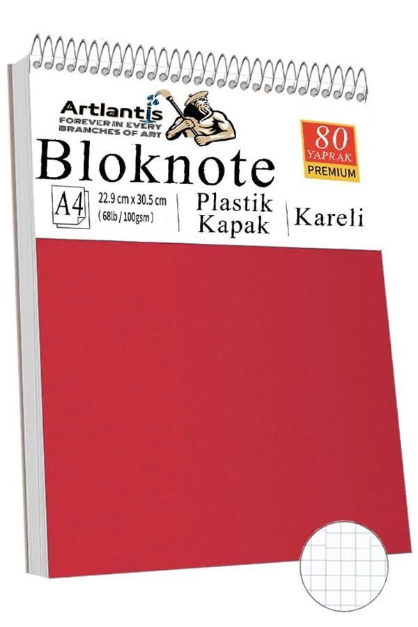 Telli Masaüstü Not Defteri Kareli A4 1 Adet Masa Üstü Plastik Kapaklı Spiralli Bloknot Blocknote 80 Yaprak Okul Ofis - Image 1