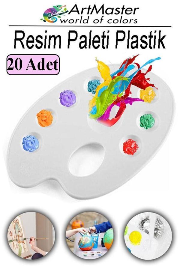 Resim Paleti 20 Adet Plastik Boyama Paleti Godeli Ressam Paleti Akrilik Boya Guaj Boya Suluboya Resim Yapma Boya Paleti - Image 1