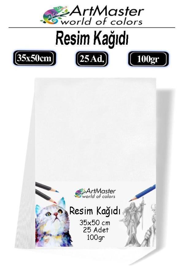 Resim Kağıdı 35X50 25 Li Paket 100 gr 1 Paket 35*50 Resim Kartonu Kuru Boya Pastel Boya Guaj Boya Sulu Boya Resim Sanatı - Image 1