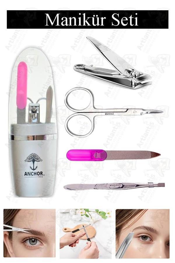 Manikür Seti 4 lü 1 Paket Çelik Tırnak Makası Törpü Cımbız Et Makası Tırnak Bakım Seti El Ayak Bakım Seti Paslanmaz - Image 1