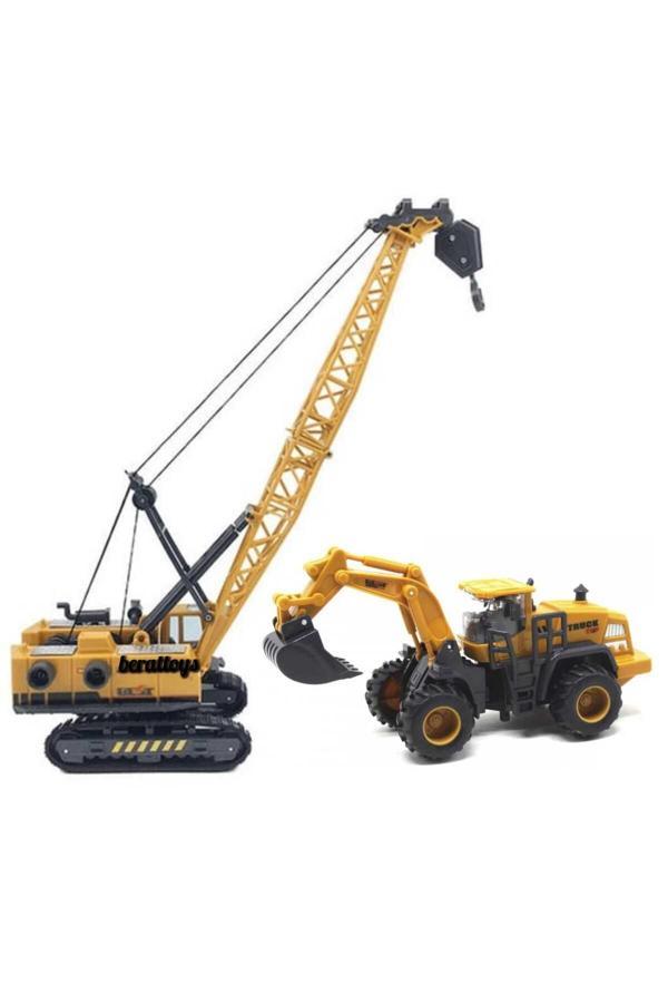 Berat Toys 2Li Set Vinç Ve Kepçe Oyuncak İş Makinaları Kırılmaz İnşşat Set İş Araçları Ekskavatör - Image 1