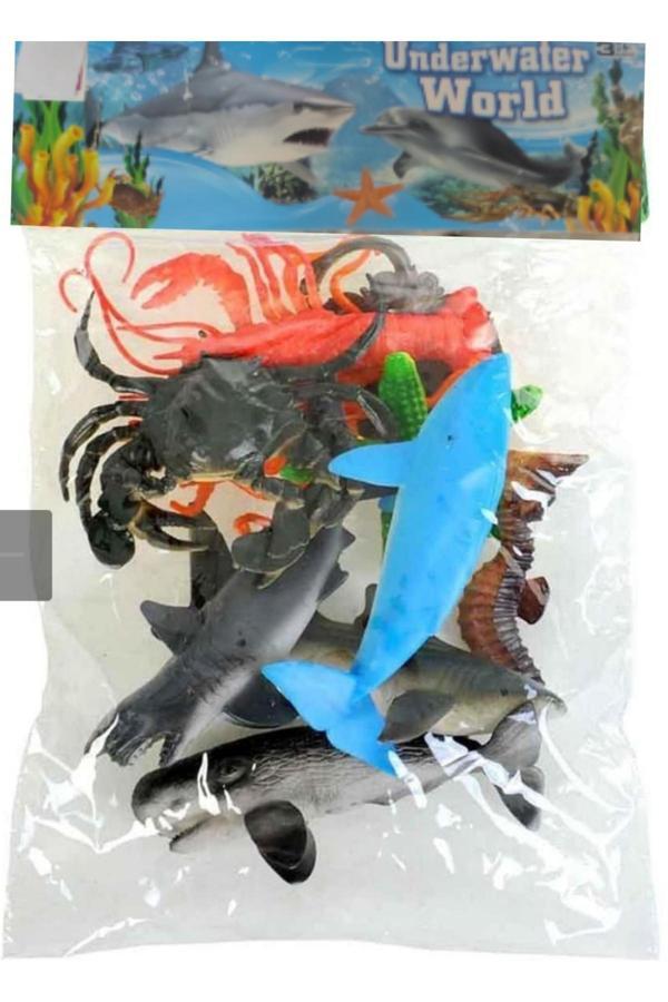 Berat Toys 10 Pcs Deniz Hayvanları Denizatı Balık Balina Fok Köpek Balığı Istakoz Oyuncak Hayvan Seti - Image 1
