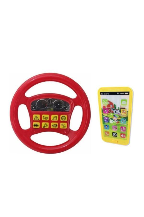 Berat Toys 2 Li Set Oyuncak Telefon Ve Direksiyon Pilli Oyuncak Cep Telefonu Oyuncak Direksiyon Krmzı - Image 1