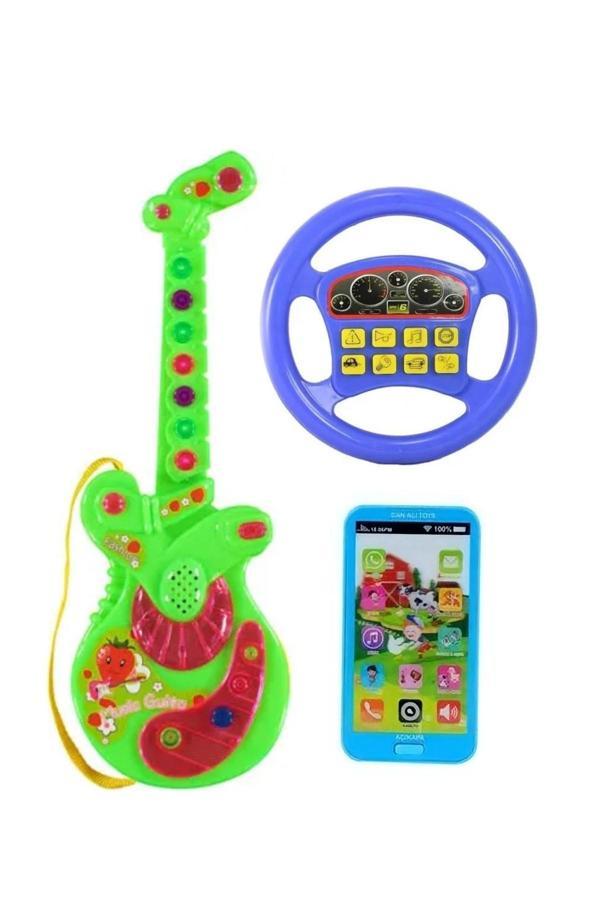 Berat Toys Üçü Birarada Türçe Müzikli Gitar Dokunmtk Türkçe Müzikli Telefon Türkce Sesli Direksiyon - Image 1