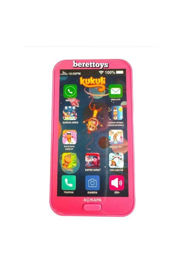 Berat Toys Oyuncak Cep Telefonu Sesli Işıklı Eğitici Oyuncak Kukuli Şarkılı 12 Fonksiyonlu Pembe - Image 1
