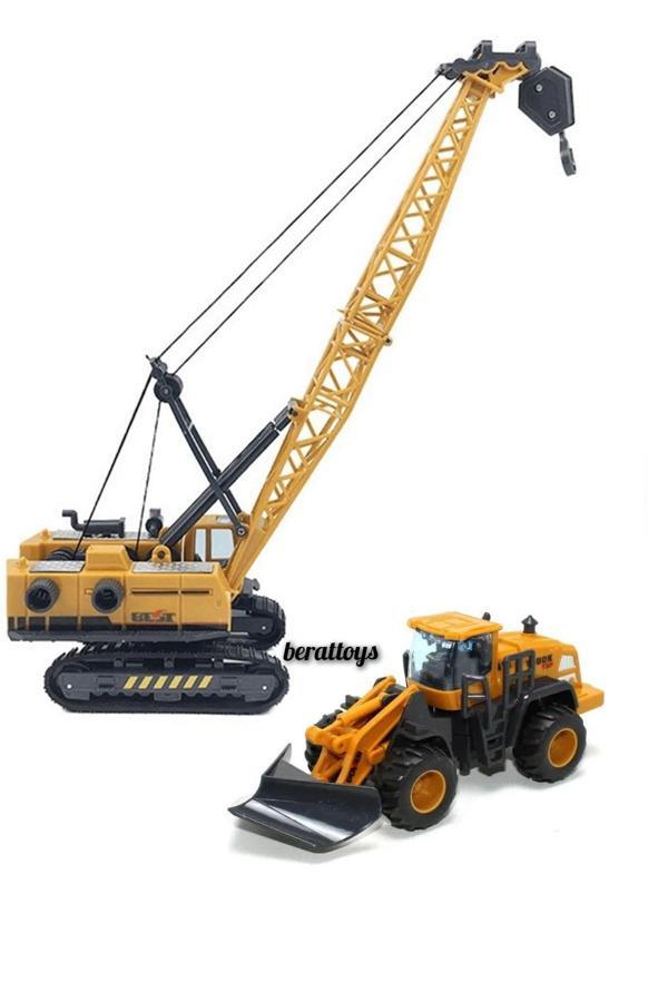 Berat Toys İkili İş Makinaları Vinç Ve Forklift Kırılmaz İş Makinaları İkili İnşaat Set İş Araçları - Image 1