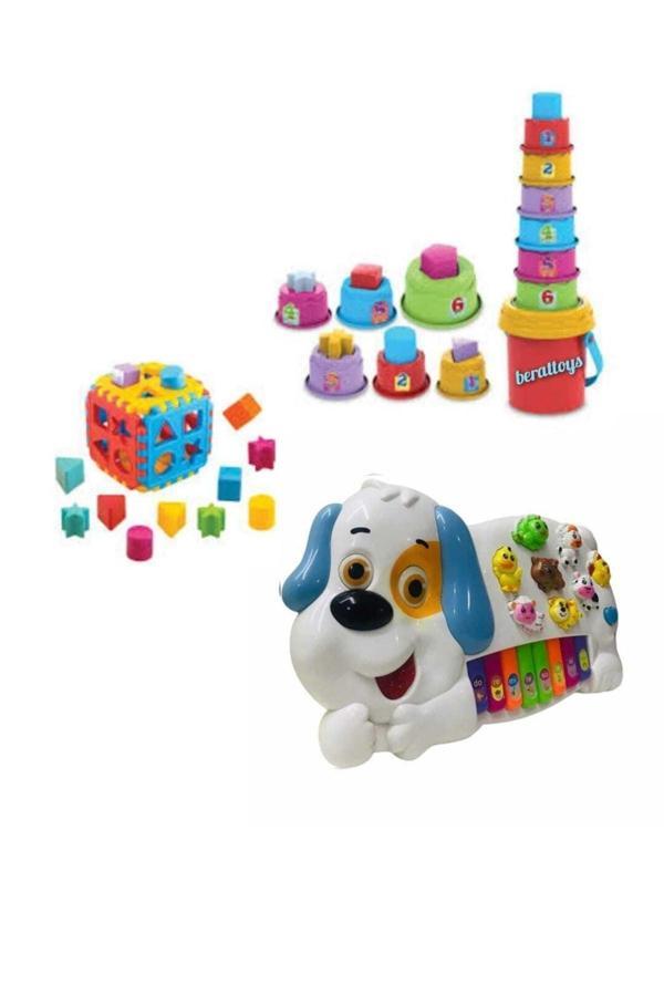 Berat Toys Eğitici Set Bultak Küp Eğitici Neşeli Kule Pilli Işıklı Müzikli Hayvan Sesli Piyano - Image 1