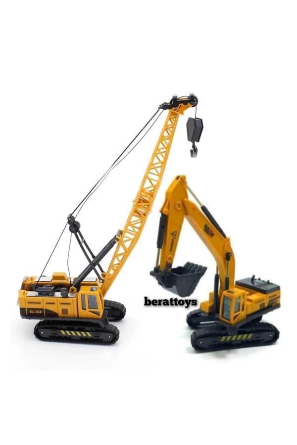 Berat Toys Ikili Set Iş Makinaları Vinç Ve Kepçe Ekskavatör Iş Araçları Set - Image 1