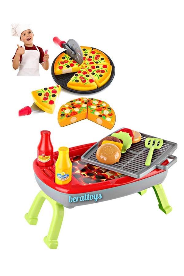 Berat Toys Oyuncak Mangal Seti Barbekü Seti Ve Kesilebilir Pizza Seti Evcilik Oyuncakları - Image 1