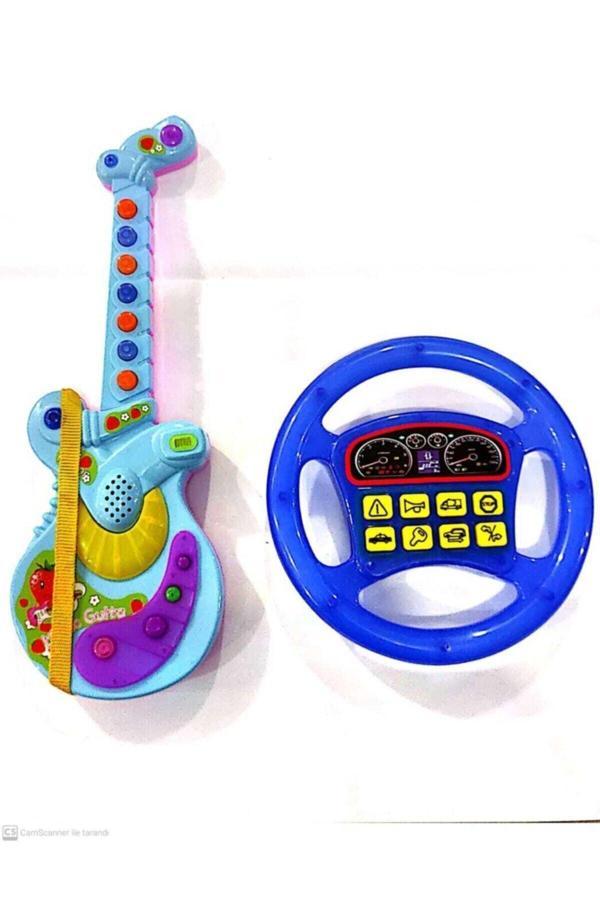Berat Toys Iki Ürün Birarada Türçe Müzikli Işıklı Gitar Ve Türkce Sesli Müzikli Direksiyon - Image 1