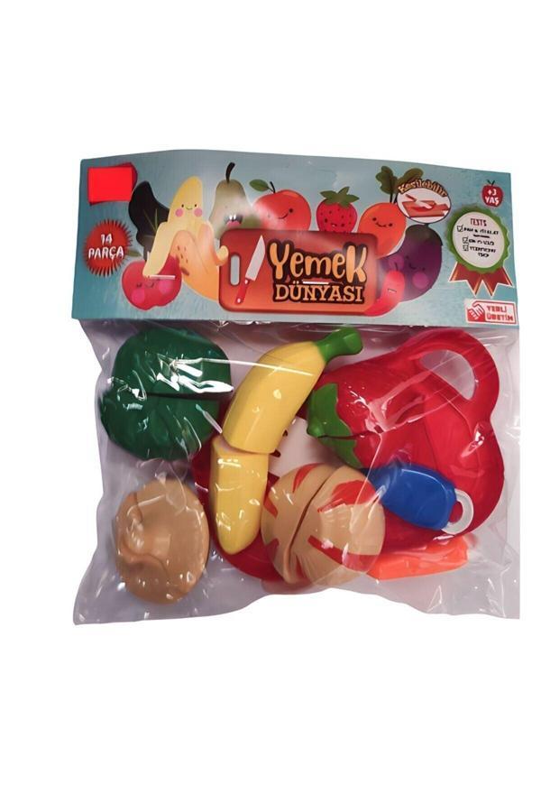 Berat Toys 14 Parça Oyuncak Kesilen Meyve Sebze Cırtlı Kesme Meyve Kesilebilir Oyuncak Evcilik Oyunu - Image 1