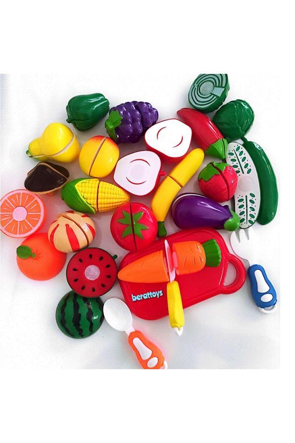 Berat Toys 40 Parça Oyuncak Meyve Sebze Kesilen Meyveler Mutfak Seti Evcilik Oyuncakları - Image 1