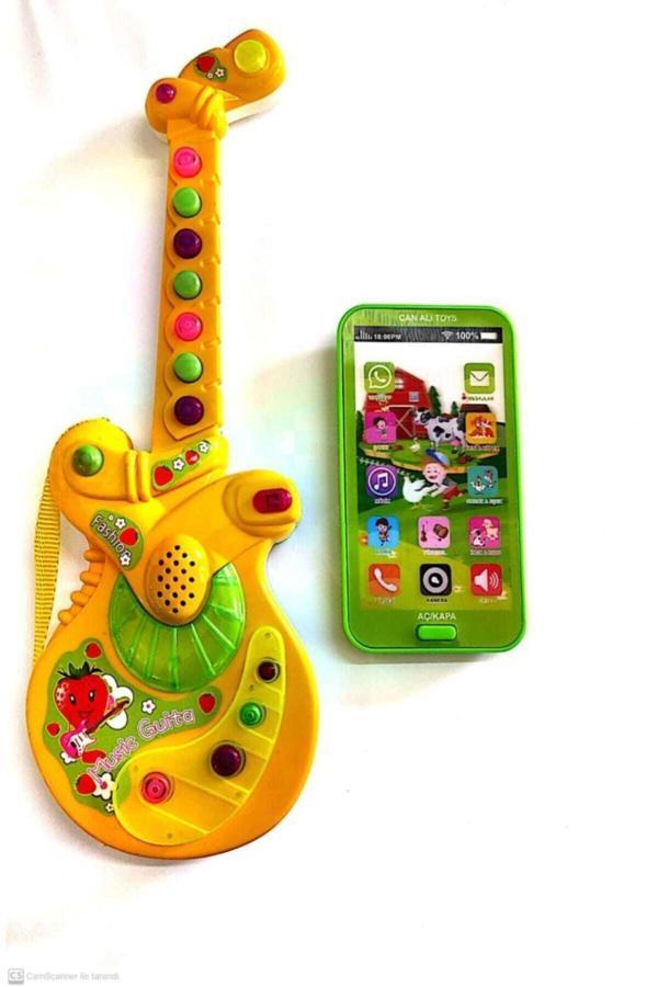 Berat Toys Iki Ürün Bir Arada Türçe Müzikli Gitar Ve Dokunmatik Türkçe Müzikli Ilk Telefonum - Image 1