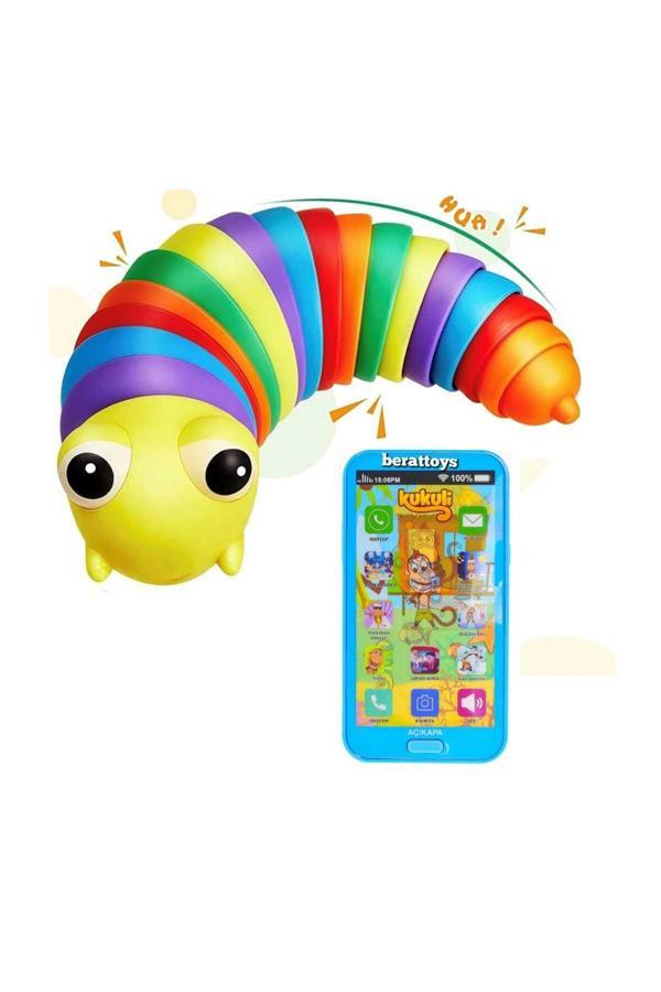 Berat Toys Oyuncak Telefon & Söktak Tırtıl Cep Telefonu Kukuli Şarkılı Türkçe Işıklı Mizikli Oyuncak - Image 1
