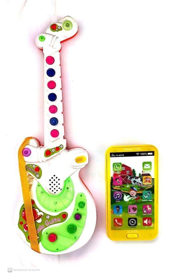 Berat Toys Iki Ürün Bir Arada Türçe Müzikli Gitar Ve Dokunmatik Türkçe Müzikli Ilk Cep Telefonum Eğitici Set - Image 1
