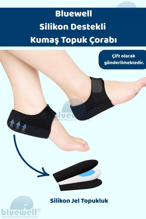Bluewell Silikon Destekli Kumaş Topuk Çorabı Çift – Topuk Koruyucu Ve Ayak Konfor Ürünü - Image 1