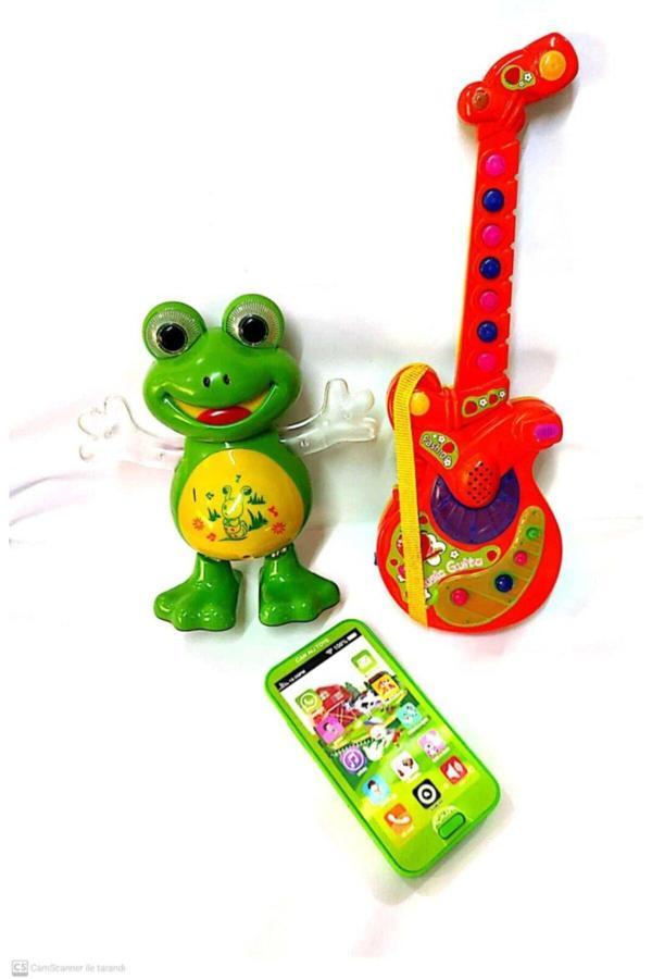 Berat Toys 3 Ürün Birarada Türkçe Müzikli Gitar Hayvan Sesli Müzikli Telefon Dans Eden Kurbağa - Image 1