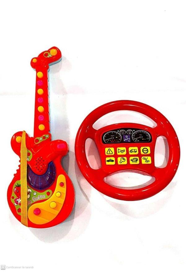 Berat Toys Iki Ürün Birarada Türçe Müzikli Işıklı Gitar Ve Türkce Sesli Müzikli Direksiyon - Image 1