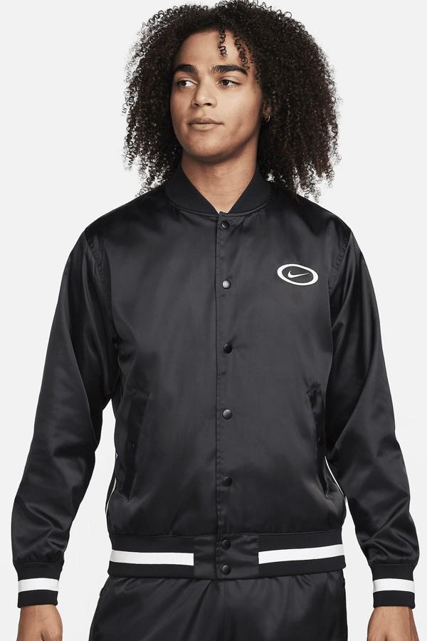 Nike DNA Crew Woven Loose Fit Basketball Jacket Erkek Bol Kesim Cıt Cıt Kapamalı Spor Ceket Siyah - Image 1