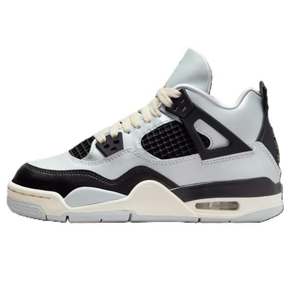 Nike Air Jordan 4 Retro Mid Pure Platinum Leather Unisex Sneaker Hakiki Deri Unisex Günlük Spor Ayakkabı Gri - Image 1