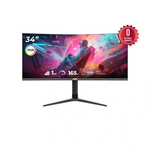 34 Cube Pa-34v165c Va 1ms 165hz Hdmı Dp Type-c Usb 2k WQhd 3440x1440 Freesync Curved Yukseklık Ayarı - Image 1