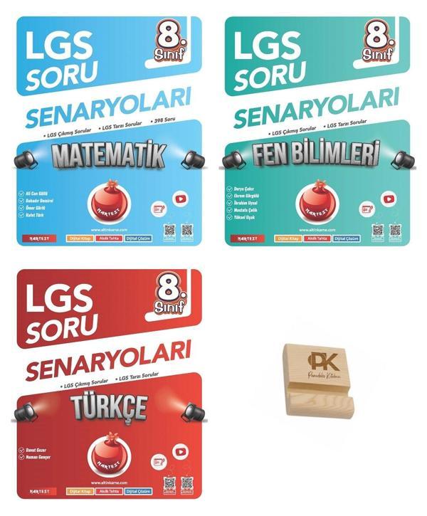 Nartest LGS 8. Sınıf Matematik Fen ve Türkçe Çıkmış Sorular 3lü Set + Telefon Standı - Altın Nokta Yayınları - Image 1