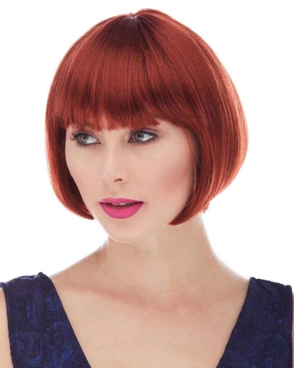 BFS   Kızıl Renk Düz Kesim Astarlı Küt Parti Peruğu - Image 1